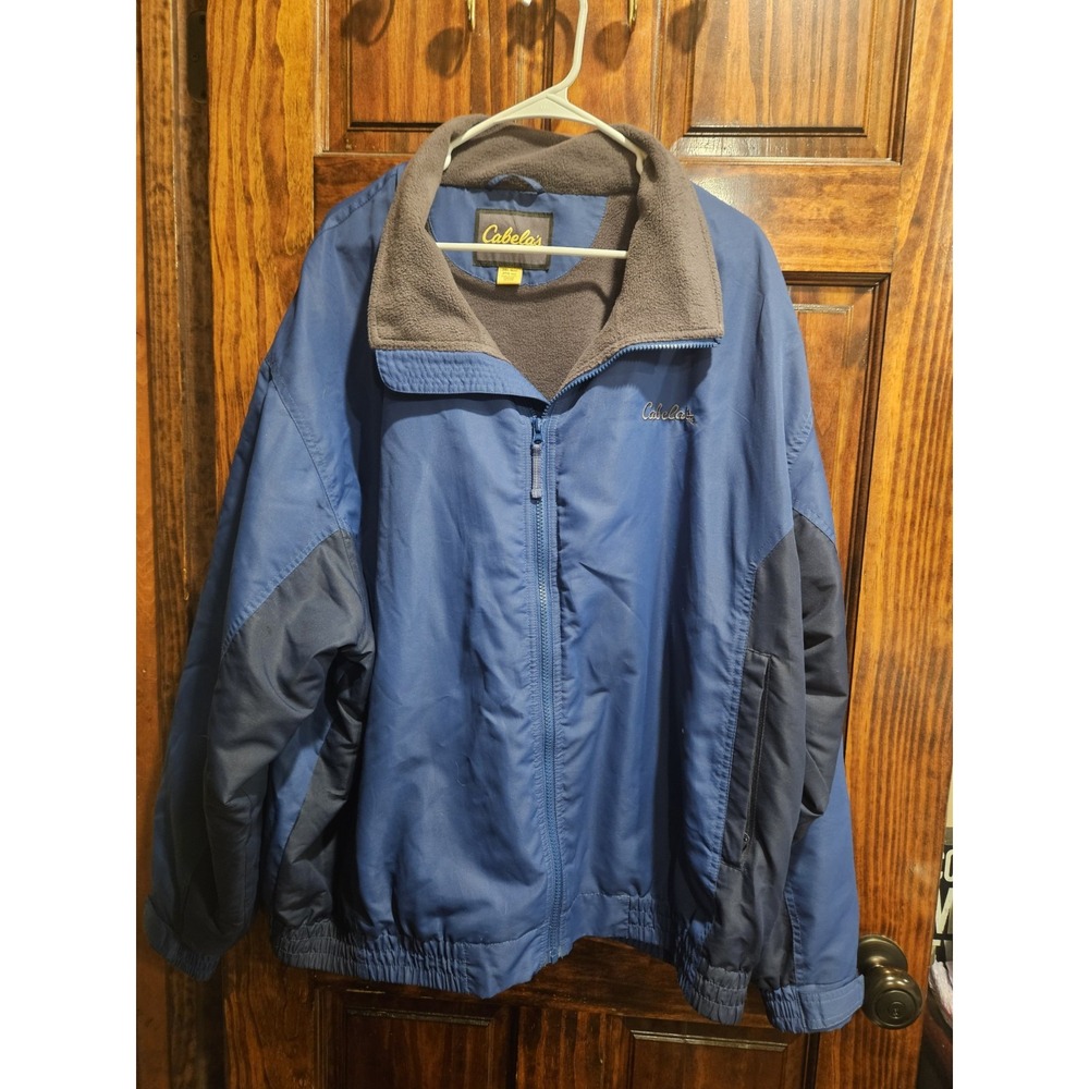 Cabela's Men 2XL Blue Fleece Lined Outdoor Coat Windbreaker Jacket XXL Plus Size